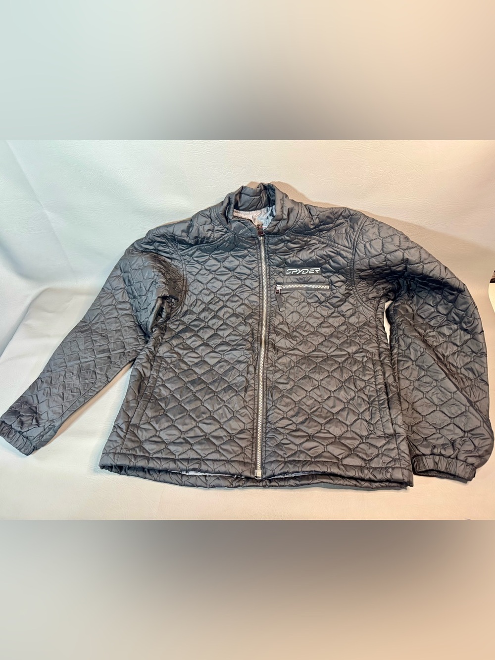 Spyder Jacket Mens Medium Black X5CAP Light Pack Full Zip Winter Quilted Puffer
